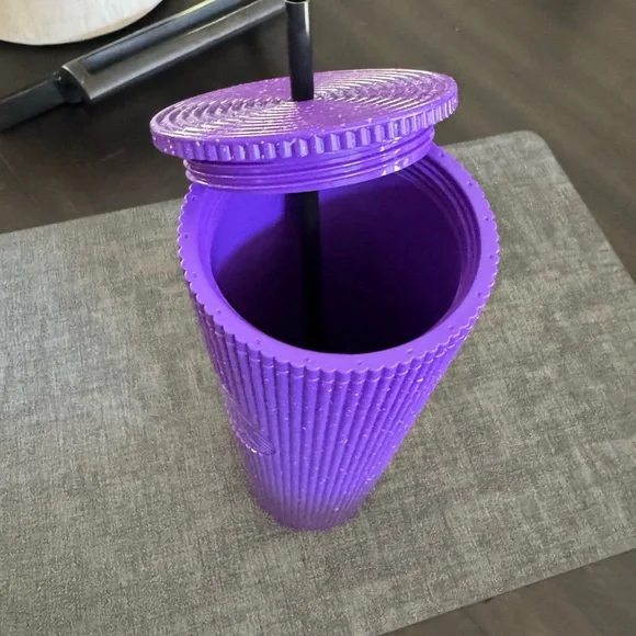 Halloween 2024 Glow in Dark Starbucks Textured Purple Tumbler with Black Straw - Picture 3 of 3